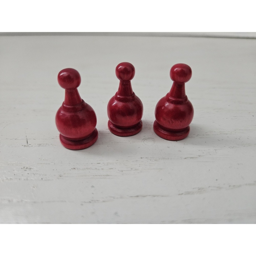 Vintage 1964 Parcheesi Gold Seal Edition Replacement Parts RED Wood Pieces 3 - Picture 1 of 3